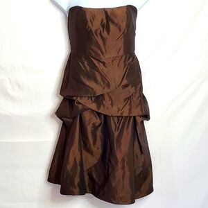 Lazaro Satin Taffeta Midi Dress Size 12 Strapless Prom Cocktail Party Goth Retro